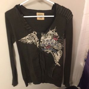 Long sleeved army green hoodie